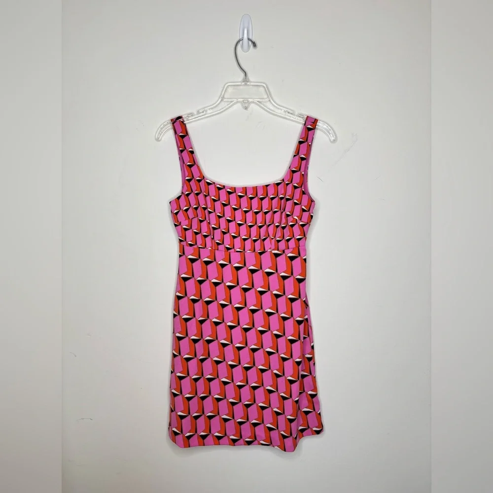 M1 DVF Diane Von Furstenberg Geo Print Mini‎ Dress Barbiecore Women 0 Coquette - Picture 6 of 7
